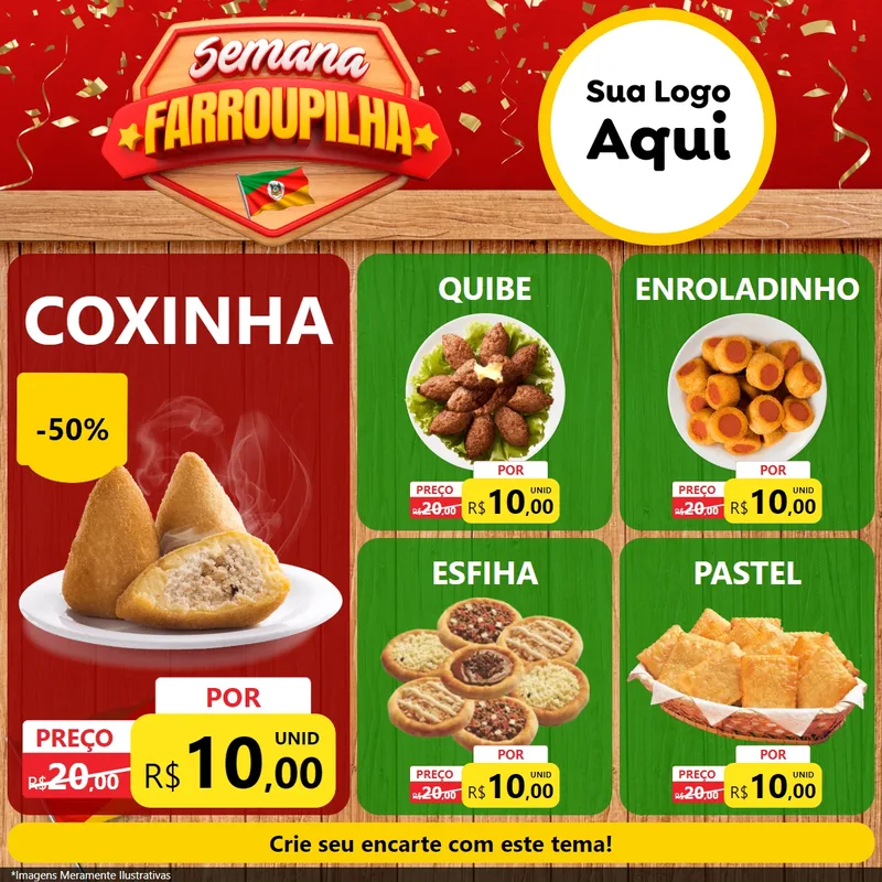 Modelo de Rede Social para Feed Facebook com o tema Semana Farroupilha para Salgadaria