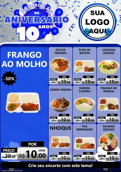Modelo de Encarte para Encarte A4 Vertical com o tema Promoção de Aniversário - 10 Anos para Restaurante