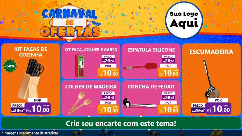 Modelo de TV para TV Horizontal com o tema Carnaval de Ofertas para Utilidades Domésticas