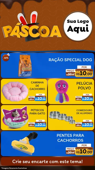 Modelo de TV para TV Vertical com o tema Páscoa para Pet Shop