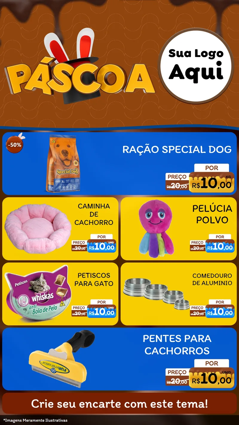 Modelo de TV para TV Vertical com o tema Páscoa para Pet Shop