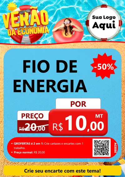 Modelo de Cartaz para Cartaz A4 Vertical com o tema Verão da Economia para Materiais Elétricos
