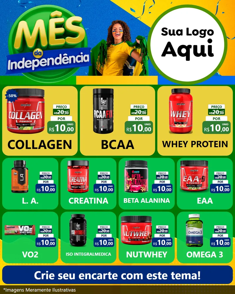 Modelo de Rede Social para Feed Instagram com o tema Mês da Independência para Suplementos alimentares