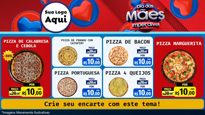 Modelo de TV para TV Horizontal com o tema Dia Das Mães Imperdível para Pizzaria