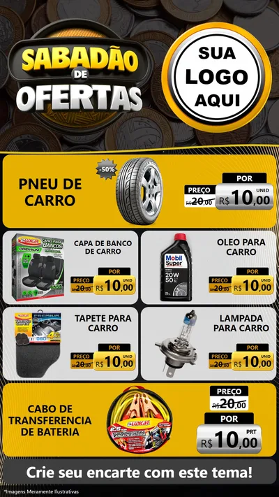 Modelo de TV para TV Vertical com o tema Sabadão de Ofertas para Auto peças