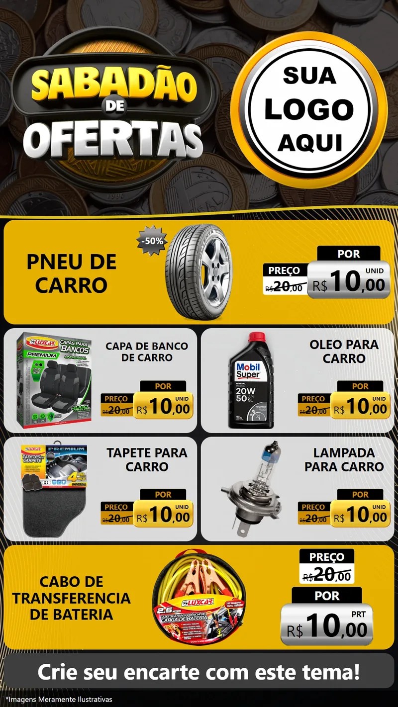 Modelo de TV para TV Vertical com o tema Sabadão de Ofertas para Auto peças