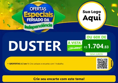 Modelo de Cartaz para Cartaz A4 Horizontal com o tema Ofertas Especiais Feriado da Independência para Concessionaria de Carros