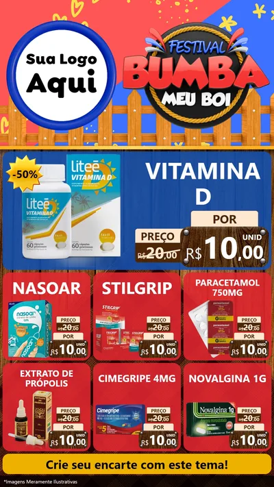 Modelo de Rede Social para Stories com o tema Festival Bumba Meu Boi para Farmácia