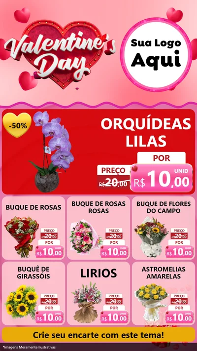 Modelo de Rede Social para Stories com o tema Valentine's Day para Floricultura e jardim
