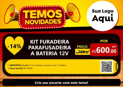 Modelo de Cartaz para Cartaz A4 Horizontal com o tema Temos Novidades para Maquinas e Ferramentas