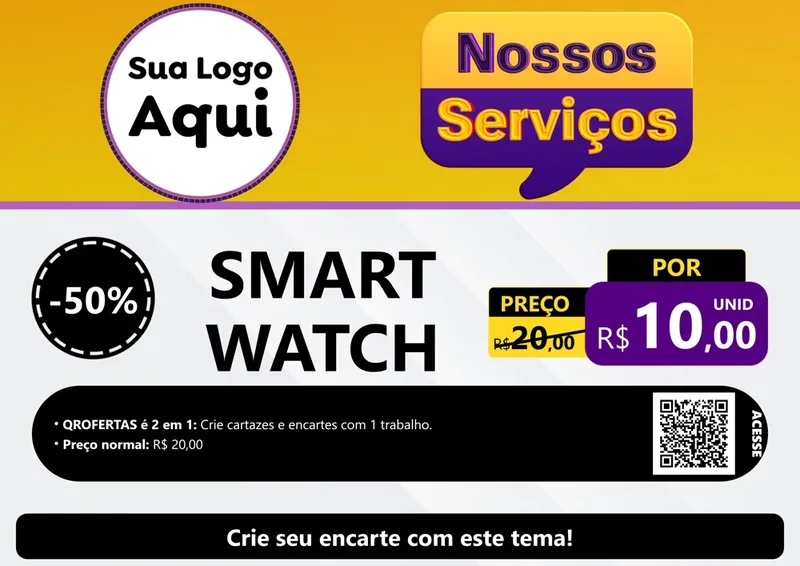 Modelo de Cartaz para Cartaz A4 Horizontal com o tema Nossos Serviços para Informática