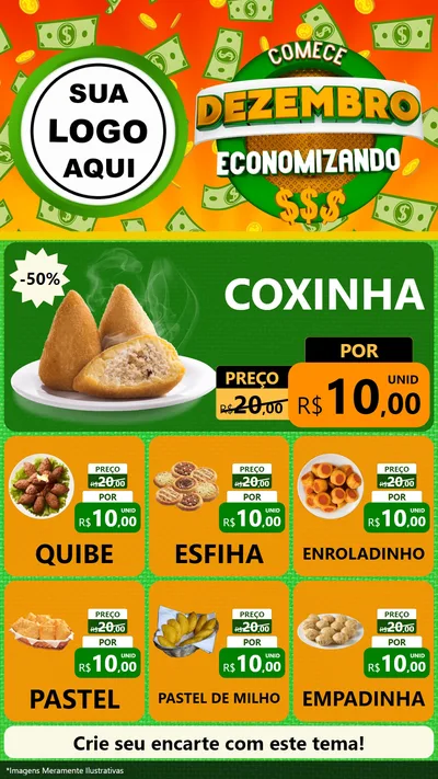 Modelo de Rede Social para Stories com o tema Comece Dezembro Economizando para Salgadaria