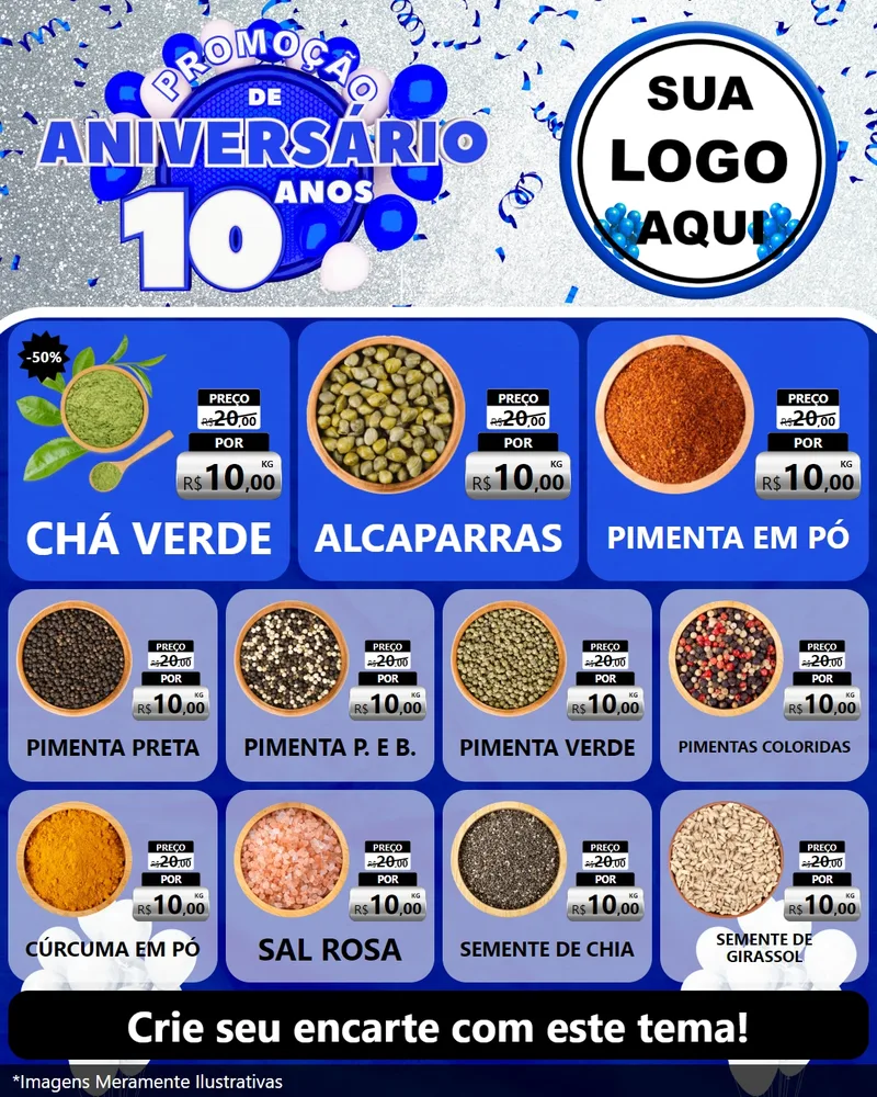 Modelo de Rede Social para Feed Instagram com o tema Promoção de Aniversário - 10 Anos para Produtos Naturais