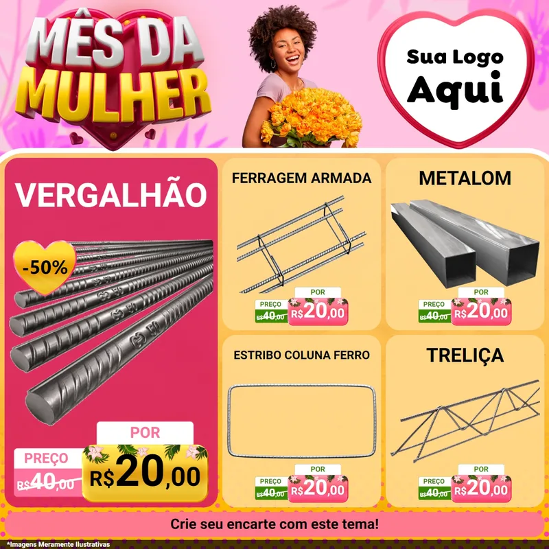 Modelo de Rede Social para Feed Facebook com o tema Mês da Mulher para Ferragens