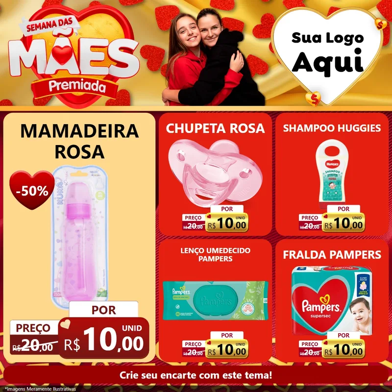 Modelo de Rede Social para Feed Facebook com o tema Semana das Mães Premiada para Bebês