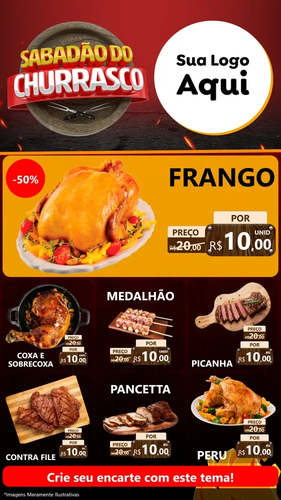 Modelo de Rede Social para Stories com o tema Sabadão Do Churrasco para Assados