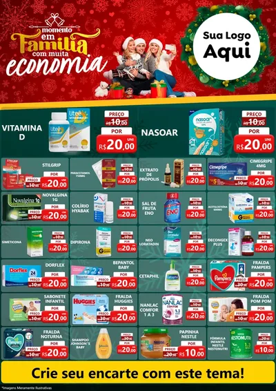 Modelo de Encarte para Encarte A4 Vertical com o tema Momento em Família (Natal) para Farmácia