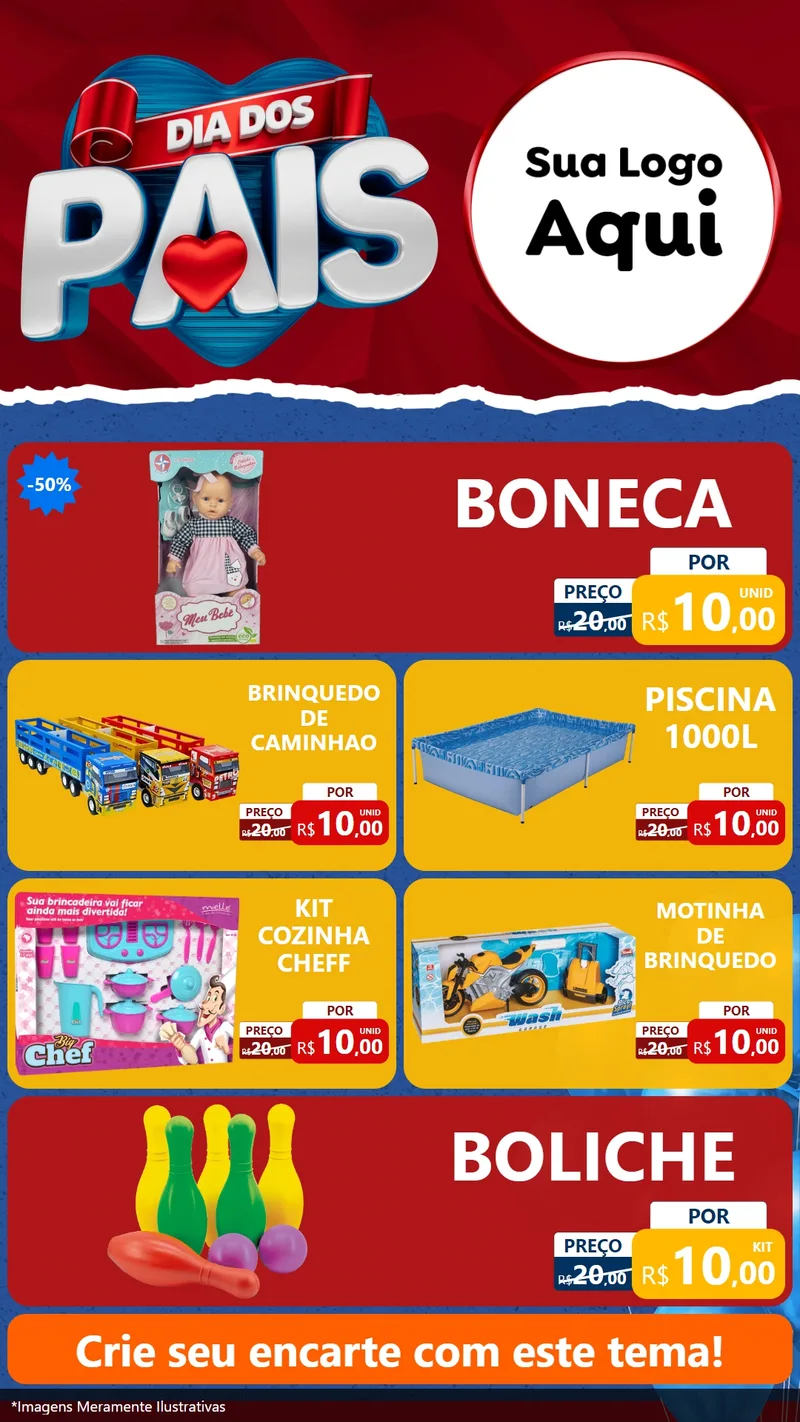 Modelo de TV para TV Vertical com o tema Dia dos Pais para Brinquedos