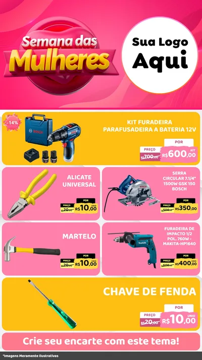 Modelo de TV para TV Vertical com o tema Semana das Mulheres para Maquinas e Ferramentas