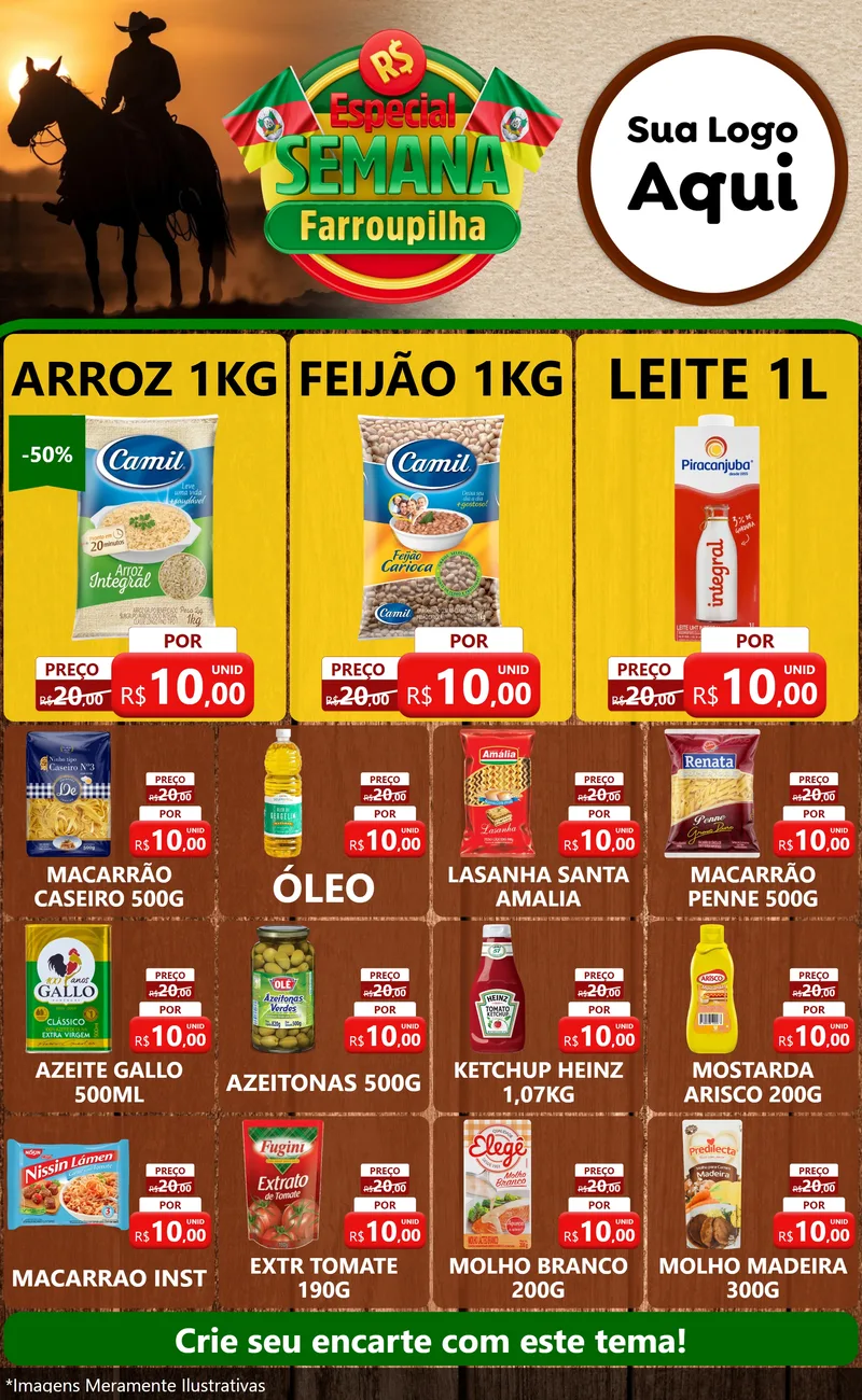 Modelo de Encarte para Encarte Grande com o tema Especial Semana Farroupilha para Supermercado
