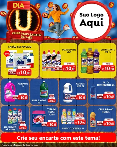 Modelo de Rede Social para Feed Instagram com o tema Dia U - O Dia Mais Barato Do Mês para Produtos de Limpeza