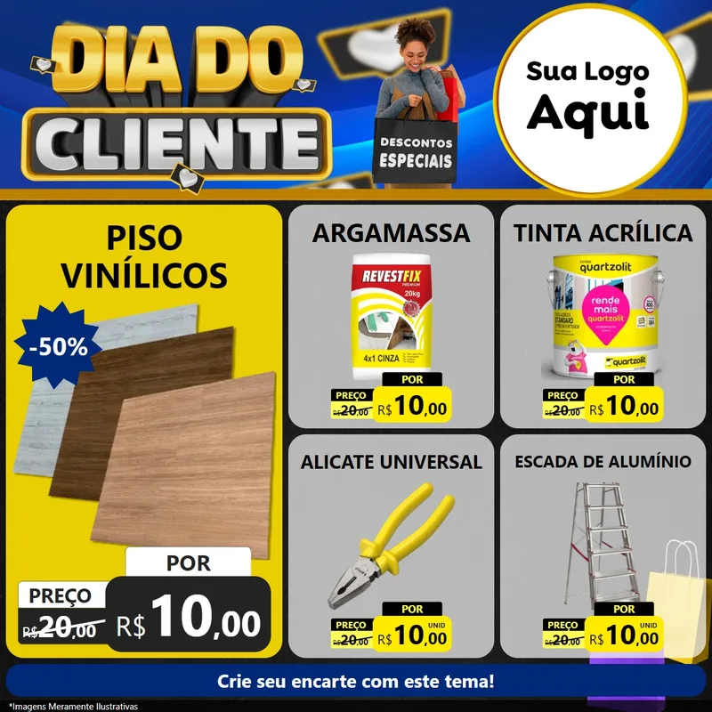 Modelo de Rede Social para Feed Facebook com o tema Dia Do Cliente para Material para Construção