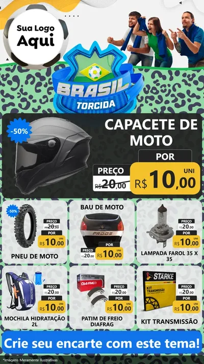 Modelo de Rede Social para Stories com o tema Brasil Torcida - Copa para Moto peças