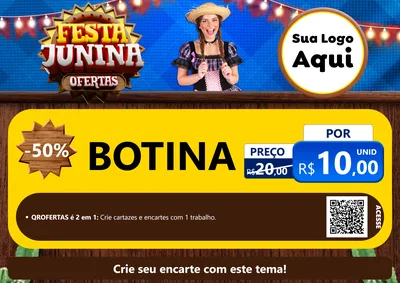 Modelo de Cartaz para Cartaz A4 Horizontal com o tema Festa Junina Ofertas para Agropecuária
