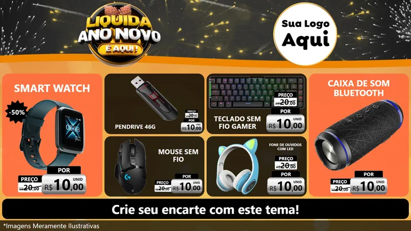 Modelo de TV para TV Horizontal com o tema Liquida Ano Novo É Aqui! para Informática