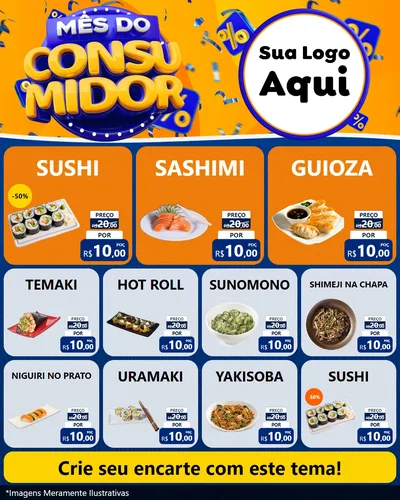 Modelo de Rede Social para Feed Instagram com o tema Mês do Consumidor para Comida japonesa