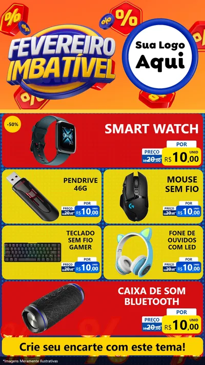 Modelo de TV para TV Vertical com o tema Fevereiro Imbatível para Informática