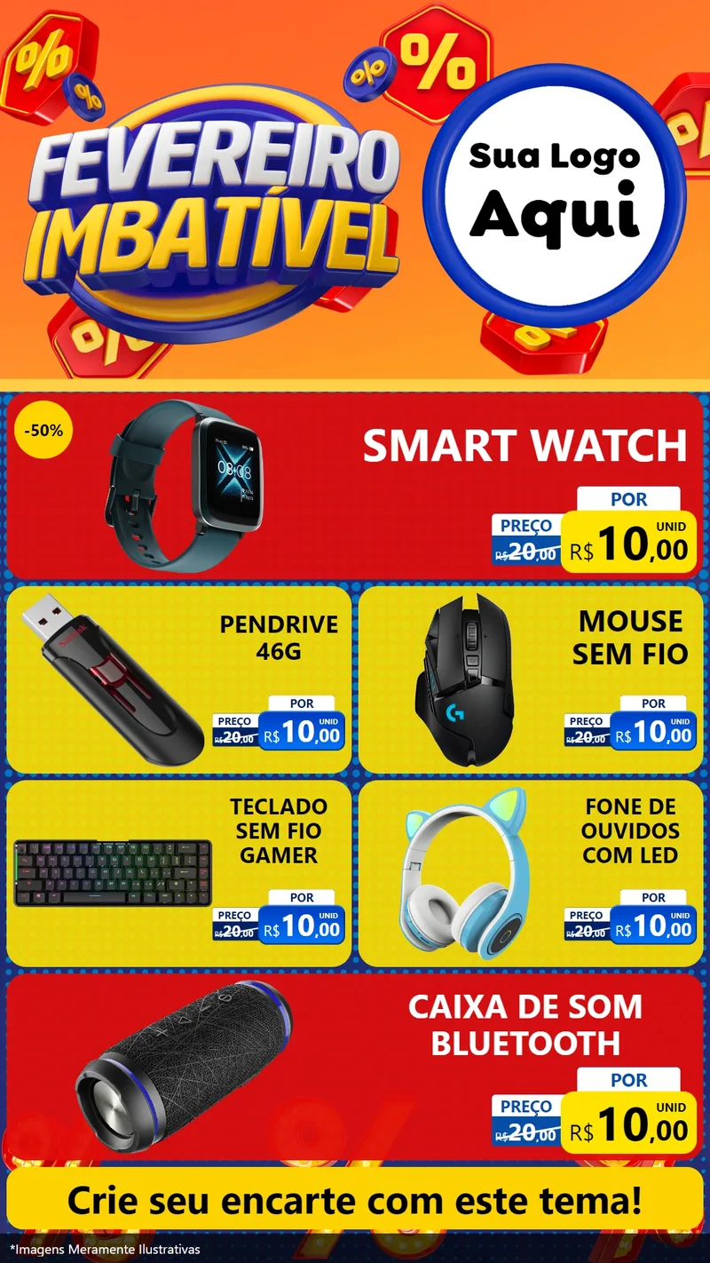 Modelo de TV para TV Vertical com o tema Fevereiro Imbatível para Informática