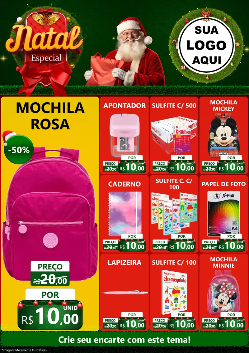 Modelo de Encarte para Encarte A4 Vertical com o tema Natal Especial para Papelaria