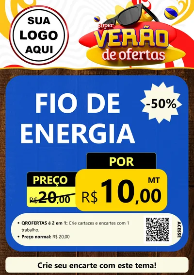 Modelo de Cartaz para Cartaz A4 Vertical com o tema Super Verão de Ofertas para Materiais Elétricos