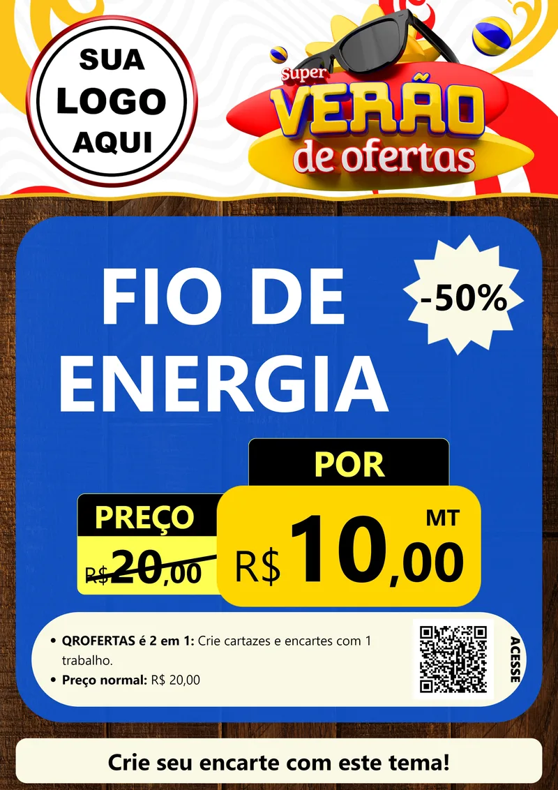 Modelo de Cartaz para Cartaz A4 Vertical com o tema Super Verão de Ofertas para Materiais Elétricos