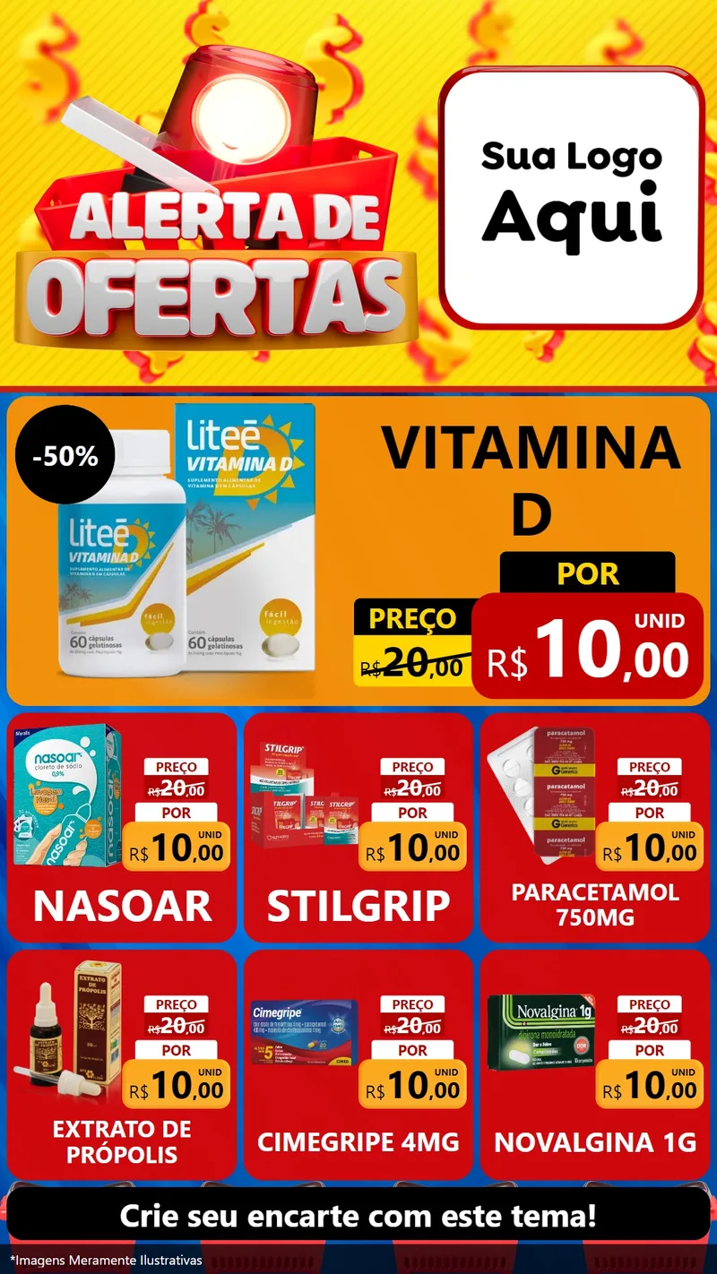 Modelo de Rede Social para Stories com o tema Alerta de Ofertas para Farmácia