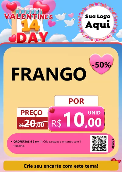 Modelo de Cartaz para Cartaz A4 Vertical com o tema Valentine's Day para Assados