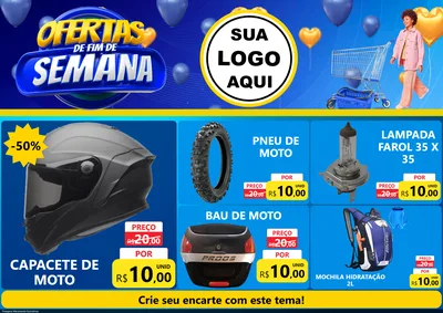 Modelo de Encarte para Encarte A4 Horizontal com o tema Ofertas de Fim de Semana para Moto peças