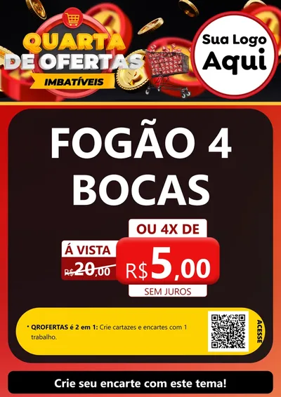 Modelo de Cartaz para Cartaz A4 Vertical com o tema Quarta de Ofertas Imbatíveis para Móveis e Eletro