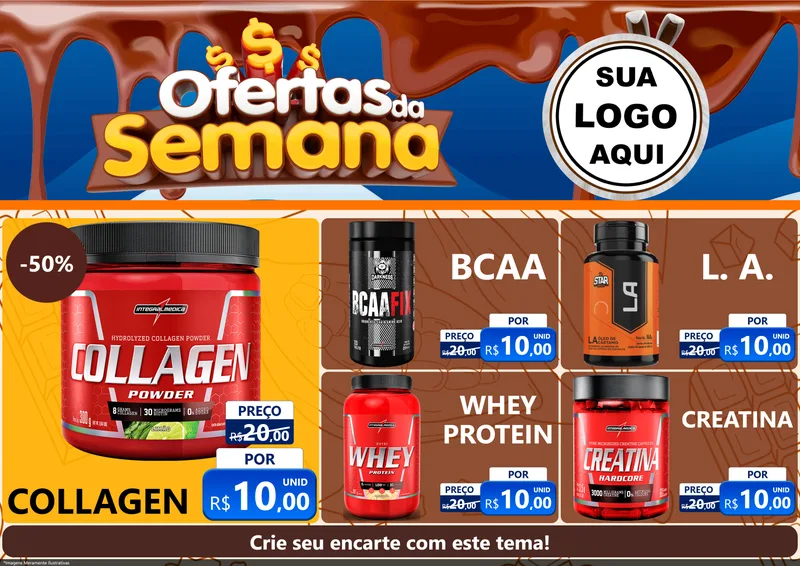 Modelo de Encarte para Encarte A4 Horizontal com o tema Ofertas da Semana - Páscoa para Suplementos alimentares