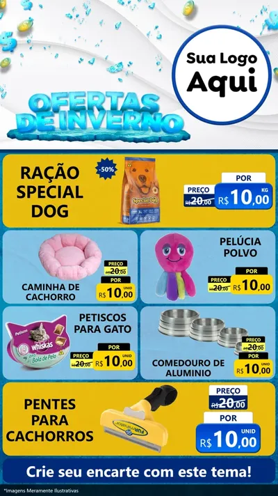 Modelo de TV para TV Vertical com o tema Ofertas de Inverno para Pet Shop