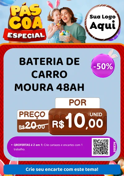 Modelo de Cartaz para Cartaz A4 Vertical com o tema Páscoa Especial para Baterias Elétricas