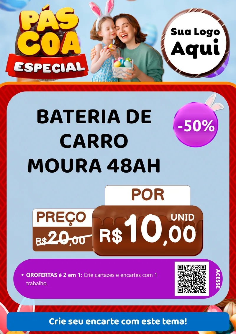 Modelo de Cartaz para Cartaz A4 Vertical com o tema Páscoa Especial para Baterias Elétricas