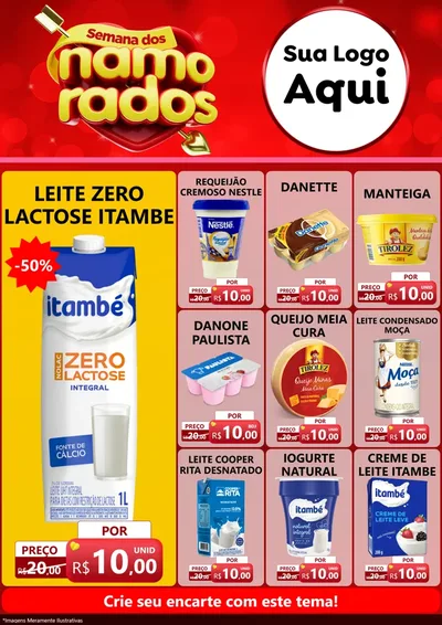 Modelo de Encarte para Encarte A4 Vertical com o tema Semana dos namorados para Frios e Laticínios