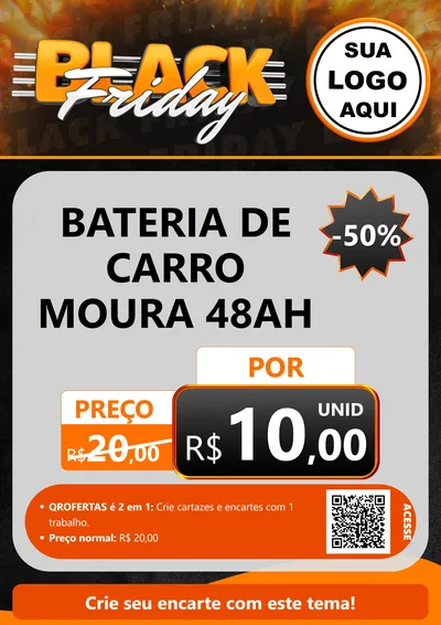 Modelo de Cartaz para Cartaz A4 Vertical com o tema Black Friday para Baterias Elétricas