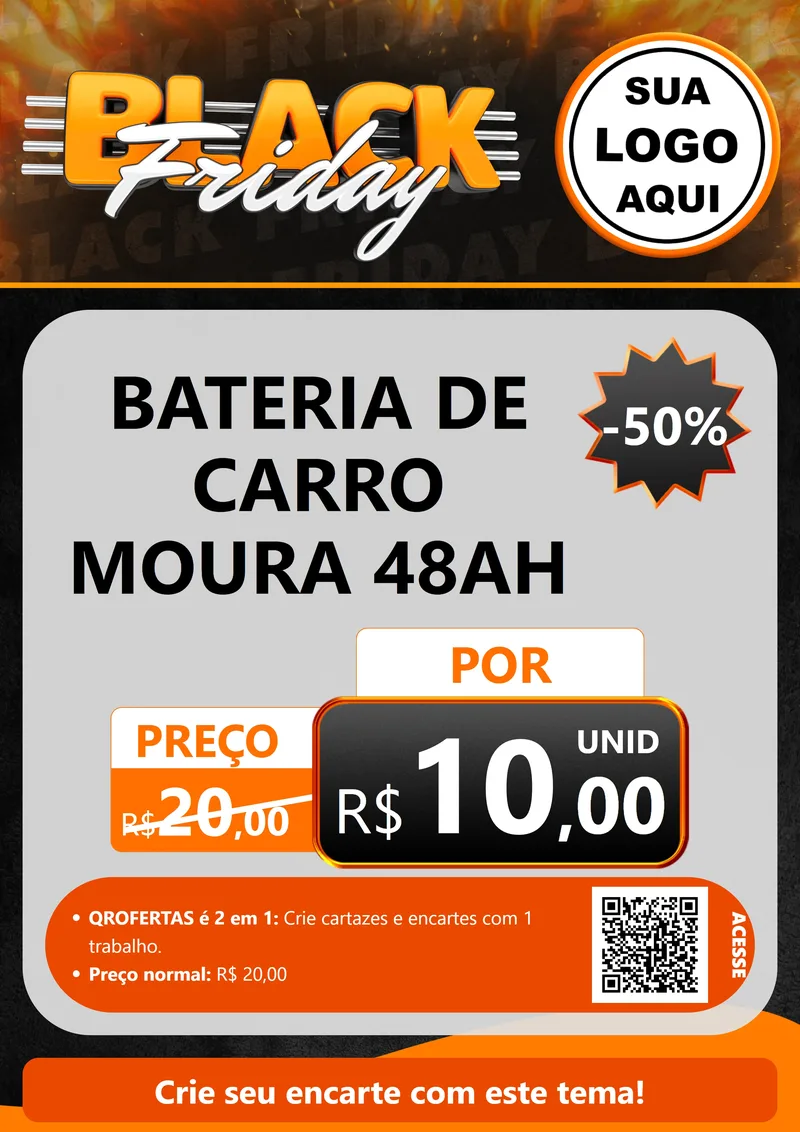 Modelo de Cartaz para Cartaz A4 Vertical com o tema Black Friday para Baterias Elétricas