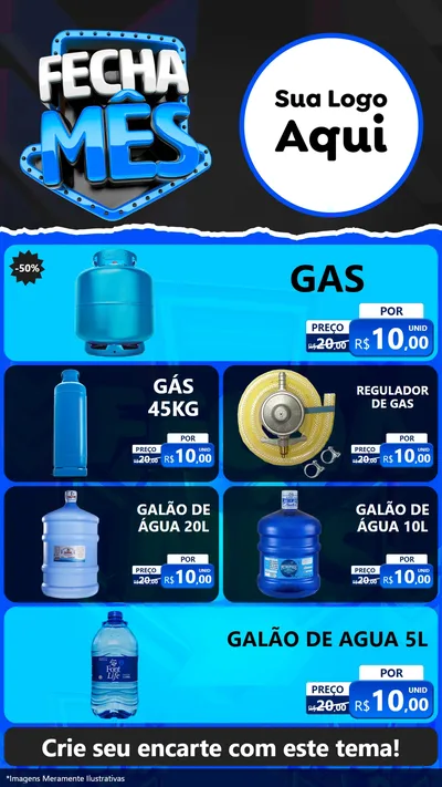 Modelo de TV para TV Vertical com o tema Fecha Mês para Água e gás