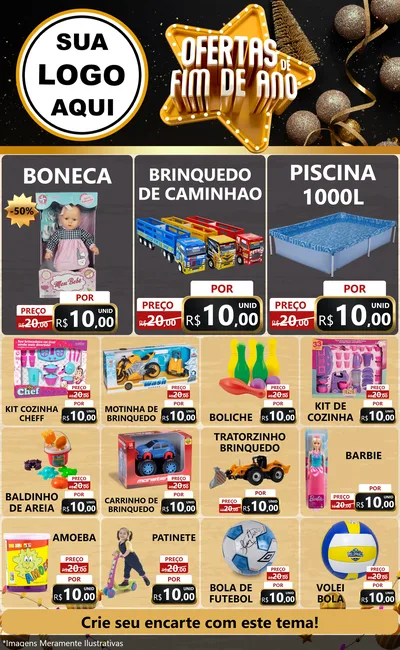 Modelo de Encarte para Encarte Grande com o tema Ofertas de Fim de Ano para Brinquedos