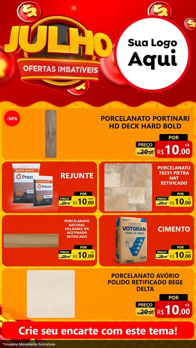Modelo de TV para TV Vertical com o tema Julho Ofertas Imbatíveis para Pisos e revestimentos