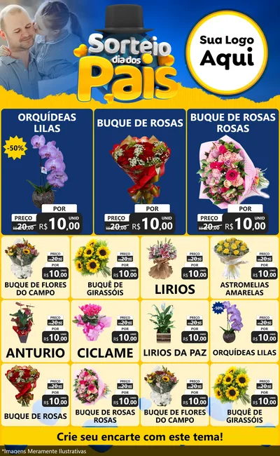 Modelo de Encarte para Encarte Grande com o tema Sorteio Dia Dos Pais para Floricultura e jardim
